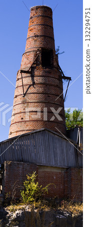 Close-up view of an old smelter called Mala dohoda. A place where lime was made from limestone. Technical monument. Ostrov u Macochy village, South Moravia, Czech Republic. 132294751