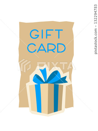 Gift card or coupon. Craft present gift box for celebration, discounts or promotions. 132294783
