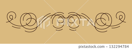 Decorative linear divider. Vintage swirl filigree border. Decorative linear divider. Vintage swirl filigree border. 132294784