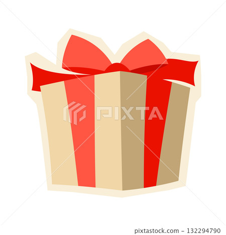 Illustration of gift box. Craft present for celebration, discount or promotion. Illustration of gift box. Craft present for celebration, discount or promotion. 132294790