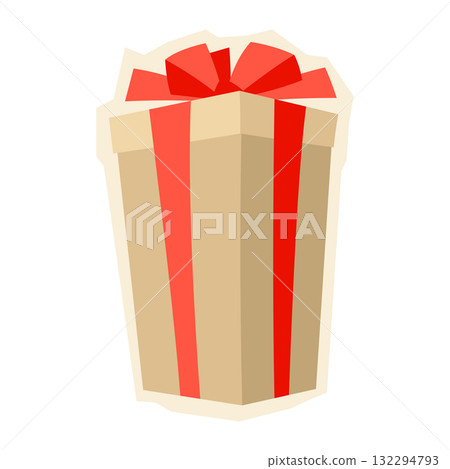 Illustration of gift box. Craft present for celebration, discount or promotion. Illustration of gift box. Craft present for celebration, discount or promotion. 132294793