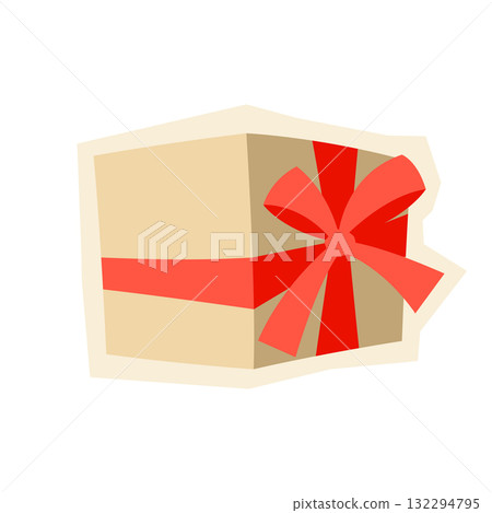 Illustration of gift box. Craft present for celebration, discount or promotion. Illustration of gift box. Craft present for celebration, discount or promotion. 132294795