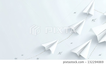 Origami paper airplane on a white background 132294869