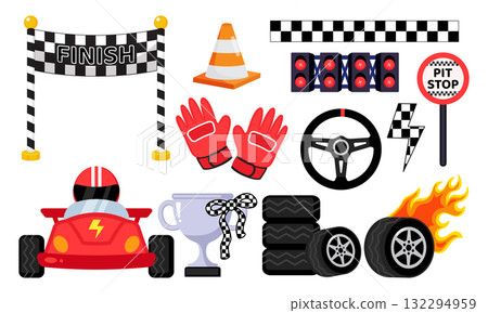 Cute racer car competition kids birthday theme clipart Cute racer car competition kids birthday theme clipart 132294959