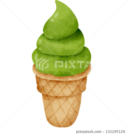 Matcha Ice Cream in Waffle Cone Matcha Ice Cream in Waffle Cone 132295129