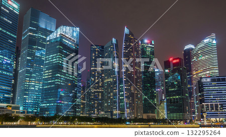 Singapore business district skyscrapers in the night time with water reflections timelapse hyperlapse Singapore business district skyscrapers in the night time with water reflections timelapse hyperlapse 132295264