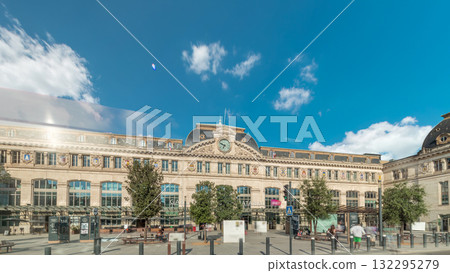 Monumental facade of Gare de Toulouse-Matabiau timelapse hyperlapse, France Monumental facade of Gare de Toulouse-Matabiau timelapse hyperlapse, France 132295279