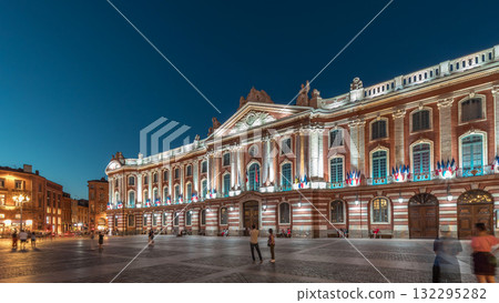 The Capitole de Toulouse day to night timelapse showcases the historic city hall. France The Capitole de Toulouse day to night timelapse showcases the historic city hall. France 132295282