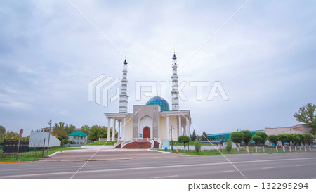 Main mosque with high minarets in Uralsk timelapse hyperlapse. Main mosque with high minarets in Uralsk timelapse hyperlapse. 132295294