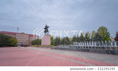 Monument to Chapaev in Uralsk timelapse hyperlapse. 132295295