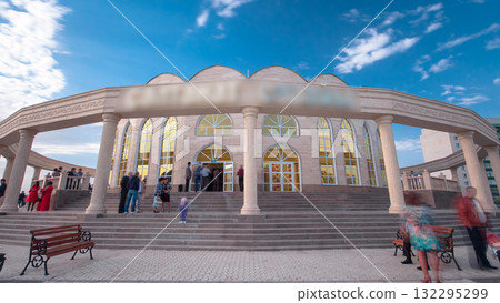 Main Registry Office in Uralsk city timelapse hyperlapse, Kazakhstan 132295299
