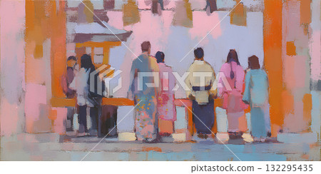 People Visiting a Shrine (oil painting) People Visiting a Shrine (oil painting) 132295435