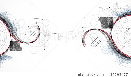Abstract background. Scientific and technological concept with the use of technical elements formed in the shape of a circle. Line art. Vector Abstract background. Scientific and technological concept with the use of technical elements formed in the shape of a circle. Line art. Vector 132295477