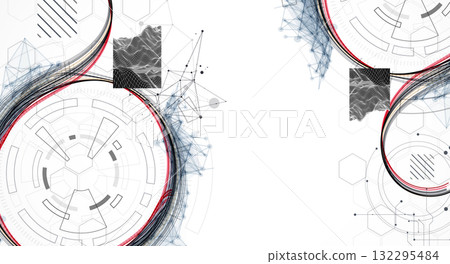 Abstract background. Scientific and technological concept with the use of technical elements formed in the shape of a circle. Line art. Vector Abstract background. Scientific and technological concept with the use of technical elements formed in the shape of a circle. Line art. Vector 132295484