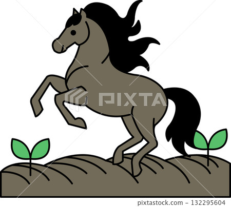 A horse is running through a field of grass A horse is running through a field of grass 132295604