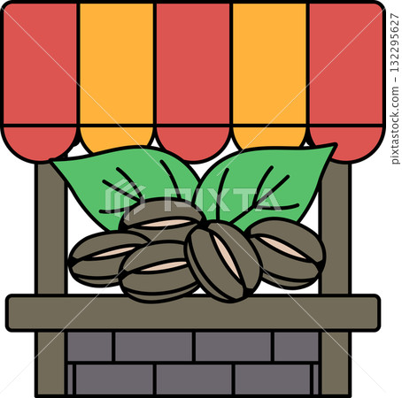 A black and white drawing of a store front with a sign that says "coffee" A black and white drawing of a store front with a sign that says "coffee" 132295627