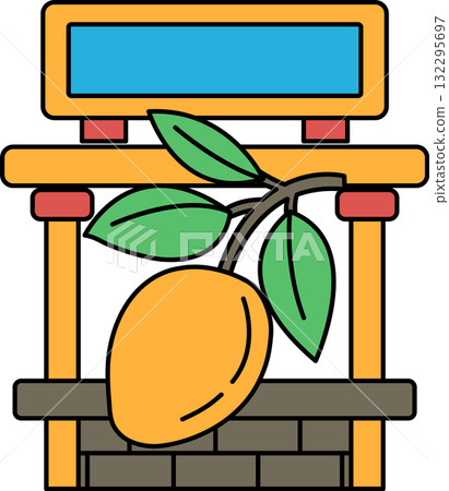A picture of a mango with a leaf on it A picture of a mango with a leaf on it 132295697