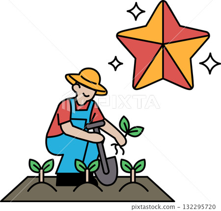A man is planting a garden 132295720