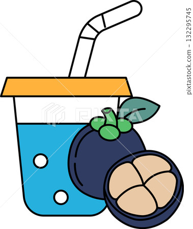 A cup of juice with a straw and a slice of lime A cup of juice with a straw and a slice of lime 132295745