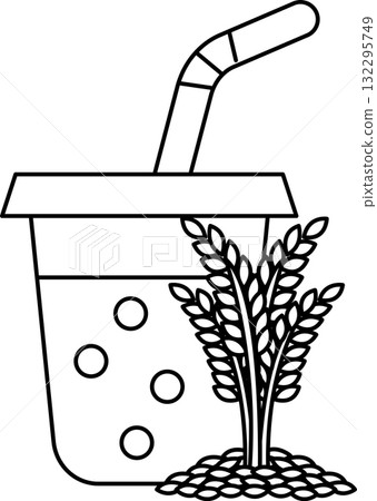 A straw is in a cup of liquid 132295749