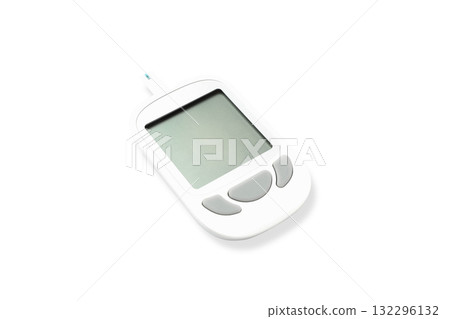 Glucose monitor device displayed on a white background, isolated, PNG Glucose monitor device displayed on a white background, isolated, PNG 132296132