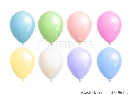 Pastel color balloons set isolated 132296152