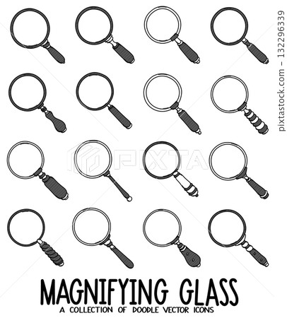 Magnifying Glass Doodle vector icon set. Drawing sketch illustration hand drawn line eps10 Magnifying Glass Doodle vector icon set. Drawing sketch illustration hand drawn line eps10 132296339