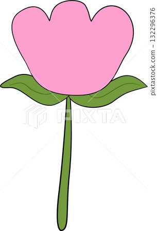 Pink tulip flower with leaves and stem, Svg Pink tulip flower with leaves and stem, Svg 132296376