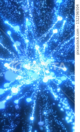 Radiant burst of glowing blue particles spreading outward in an abstract cosmic pattern 132296504