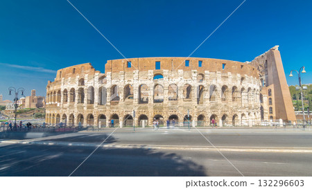 The Colosseum or Coliseum timelapse hyperlapse, also known as the Flavian Amphitheatre in Rome, Italy The Colosseum or Coliseum timelapse hyperlapse, also known as the Flavian Amphitheatre in Rome, Italy 132296603