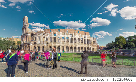 The Colosseum or Coliseum timelapse hyperlapse, also known as the Flavian Amphitheatre in Rome, Italy The Colosseum or Coliseum timelapse hyperlapse, also known as the Flavian Amphitheatre in Rome, Italy 132296605