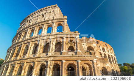 The Colosseum or Coliseum timelapse hyperlapse, also known as the Flavian Amphitheatre in Rome, Italy 132296608