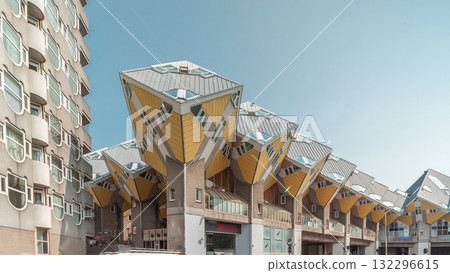 Hyperlapse of Cube House in Rotterdam. Netherlands timelapse 132296615