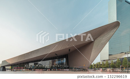 Hyperlapse of Rotterdam Central Station, the main railway hub in South Holland, Netherlands Hyperlapse of Rotterdam Central Station, the main railway hub in South Holland, Netherlands 132296619