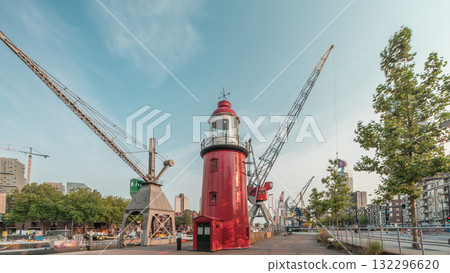 Hyperlapse of The Low Light of Hook of Holland in Rotterdam, Netherlands. 132296620