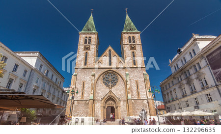 Catholic Cathedral known also as Sacred Heart Cathedral timelapse hyperlapse, in Sarajevo, Bosnia and Herzegovina. Catholic Cathedral known also as Sacred Heart Cathedral timelapse hyperlapse, in Sarajevo, Bosnia and Herzegovina. 132296635