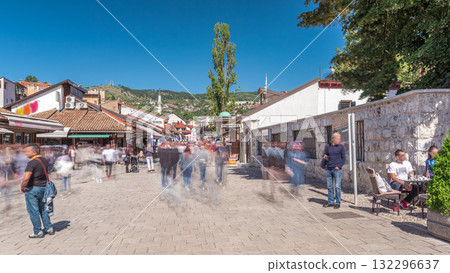 The Sebilj fountain in Sarajevo old city in Bosnia and Herzegovina timelapse hyperlapse. The Sebilj fountain in Sarajevo old city in Bosnia and Herzegovina timelapse hyperlapse. 132296637