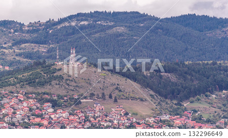 City panorama from Old Jewish cemetery timelapse in Sarajevo 132296649