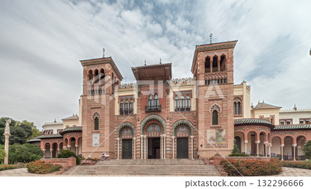 Museum of Arts and Traditions of Seville in Maria Luisa Park timelapse hyperlapse 132296666