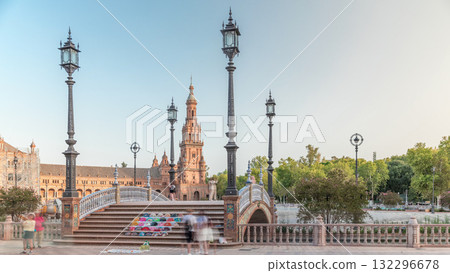 Plaza de Espana timelapse hyperlapse in Seville, Spain 132296678
