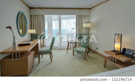 Interior of modern comfortable hotel room timelapse 132296724