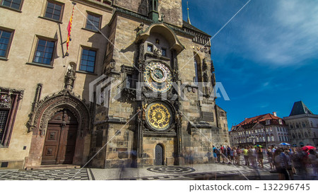 Prague Astronomical Clock timelapse hyperlapse in the Old Town Square, Prague, Czech Republic 132296745