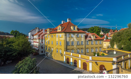 House roofs on Kampa Island near Charles Bridge timelapse hyperlapse, Prague, Czech Republic 132296760
