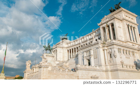 Rome, Italy. Famous Vittoriano with gigantic equestrian statue of King Vittorio Emanuele II timelapse. Rome, Italy. Famous Vittoriano with gigantic equestrian statue of King Vittorio Emanuele II timelapse. 132296771