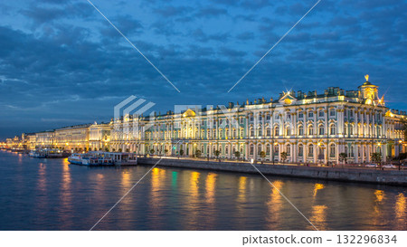 The winter Palace day to night timelapse and pier on the Palace embankment in summer in Saint-Petersburg The winter Palace day to night timelapse and pier on the Palace embankment in summer in Saint-Petersburg 132296834