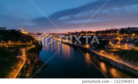 Day to night view of the historic city of Porto, Portugal timelapse with the Dom Luiz bridge Day to night view of the historic city of Porto, Portugal timelapse with the Dom Luiz bridge 132296851