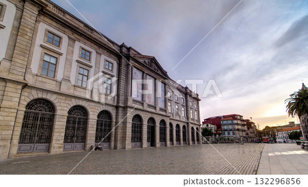 Natural History Museum of Porto University building in Gomes Teixeira Square timelapse hyperlapse. Porto, Portugal. 132296856