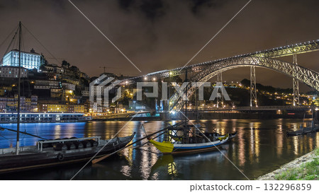 Timelapse of The Dom Luis I Bridge over Douro River between the cities of Porto and Vila Nova de Gaia, Portugal Timelapse of The Dom Luis I Bridge over Douro River between the cities of Porto and Vila Nova de Gaia, Portugal 132296859