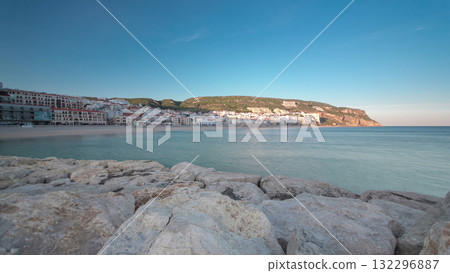 Sunset at Small town of Sesimbra Portugal, panorama timelapse Sunset at Small town of Sesimbra Portugal, panorama timelapse 132296887