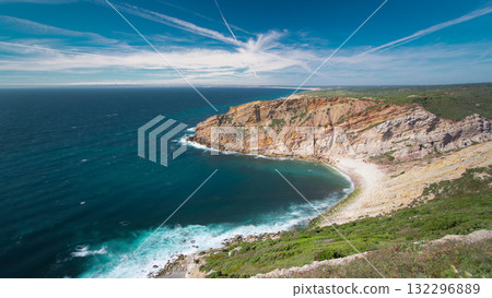 View of the beautiful coastline near Cape Espichel, Sesimbra, Portugal timelapse View of the beautiful coastline near Cape Espichel, Sesimbra, Portugal timelapse 132296889